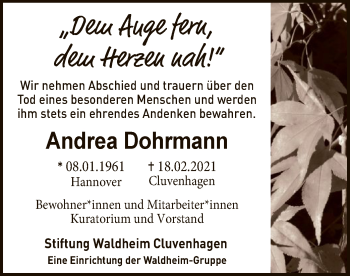 Traueranzeige von Andrea Dohrmann von SYK