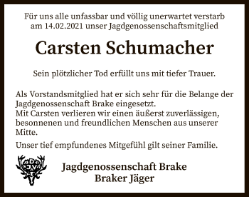 Traueranzeige von Carsten Schumacher von SYK