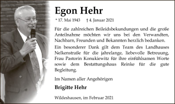 Traueranzeige von Egon Hehr von SYK