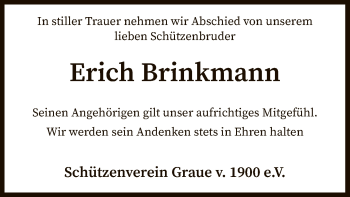 Traueranzeige von Erich Brinkmann von SYK