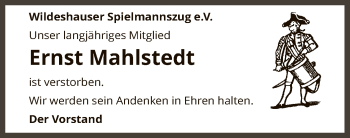 Traueranzeige von Ernst Mahlstedt von SYK