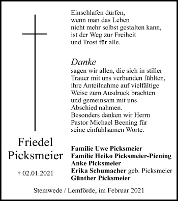 Traueranzeige von Friedel Picksmeier von SYK