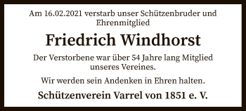 Traueranzeige von Friedrich Windhorst von SYK