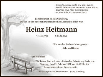 Traueranzeige von Heinz Heitmann von SYK