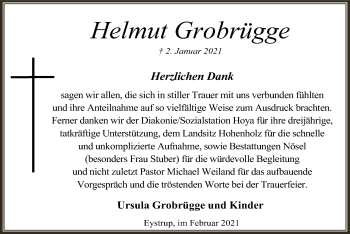 Traueranzeige von Helmut Grobrügge von SYK