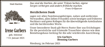 Traueranzeige von Irene Garbers von SYK