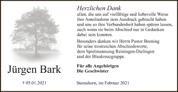 Traueranzeige von Jürgen Bark von SYK