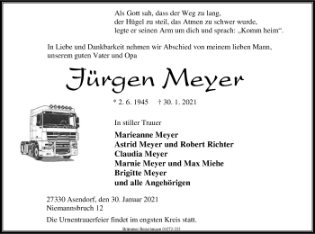 Traueranzeige von Jürgen Meyer von SYK