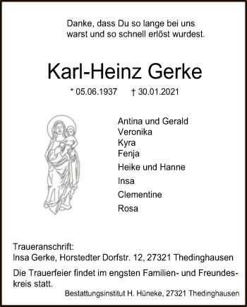 Traueranzeige von Karl-Heinz Gerke von SYK