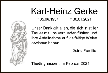 Traueranzeige von Karl-Heinz Gerke von SYK