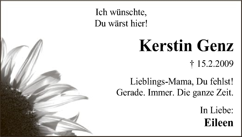  Traueranzeige für Kerstin Genz vom 15.02.2021 aus SYK