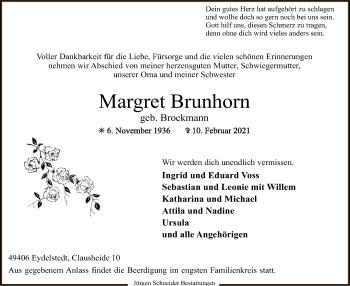 Traueranzeige von Margret Brunhorn von SYK