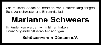 Traueranzeige von Marianne Schweers von SYK