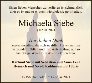 Traueranzeige von Michaela Siebe von SYK