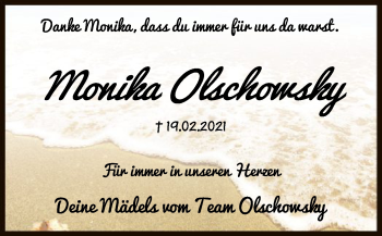 Traueranzeige von Monika Olschowsky von SYK