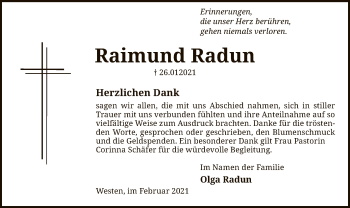 Traueranzeige von Raimund Radun von SYK