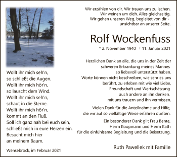 Traueranzeige von Rolf Wockenfuss von SYK