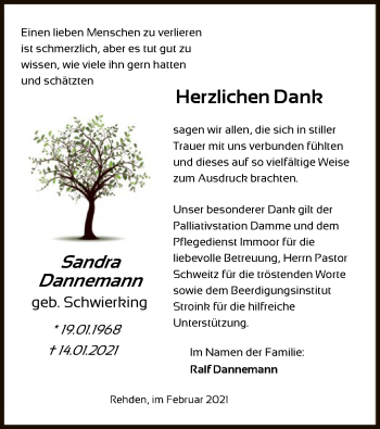 Traueranzeige von Sandra Dannemann von SYK