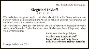 Traueranzeige von Siegfried Eckloff von SYK