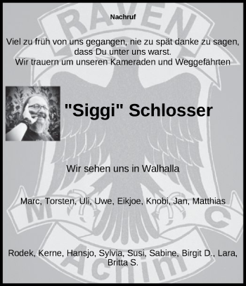 Traueranzeige von Siegmar Schlosser von SYK