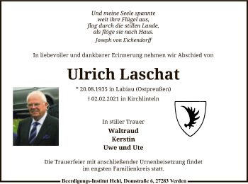 Traueranzeige von Ulrich Laschat von SYK