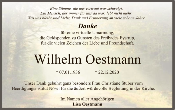 Traueranzeige von Wilhelm Oestmann von SYK