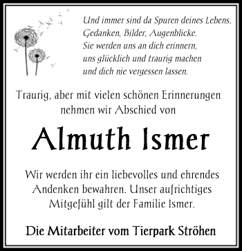 Traueranzeige von Almuth Ismer von SYK