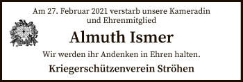 Traueranzeige von Almuth Ismer von SYK