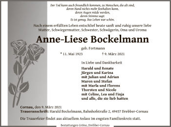 Traueranzeige von Anne-Liese Bockelmann von SYK