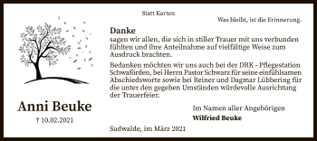 Traueranzeige von Anni Beuke von SYK