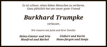 Traueranzeige von Burkhard Trumpke von SYK