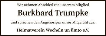 Traueranzeige von Burkhard Trumpke von SYK