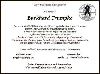 Traueranzeige von Burkhard Trumpke von SYK