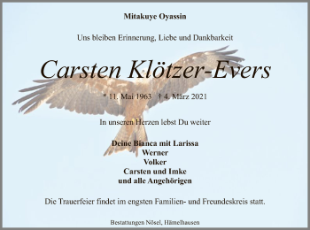 Traueranzeige von Carsten Klötzer-Evers von SYK