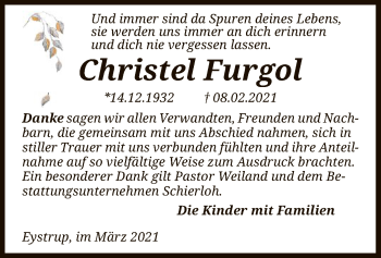 Traueranzeige von Christel Furgol von SYK