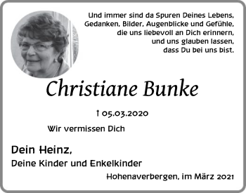 Traueranzeige von Christiane Bunke von SYK