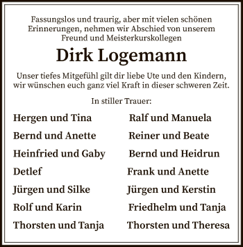 Traueranzeige von Dirk Logemann von SYK