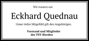 Traueranzeige von Eckhard Quednau von SYK