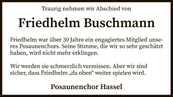 Traueranzeige von Friedhelm Buschmann von SYK