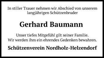 Traueranzeige von Gerhard Baumann von SYK