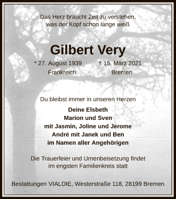 Traueranzeige von Gilbert Very von SYK