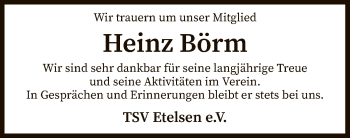 Traueranzeige von Heinz Börm von SYK