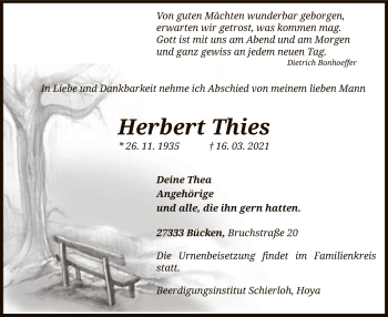 Traueranzeige von Herbert Thies von SYK