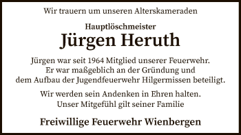 Traueranzeige von Jürgen Heruth von SYK