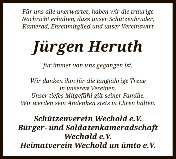 Traueranzeige von Jürgen Heruth von SYK