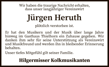 Traueranzeige von Jürgen Heruth von SYK