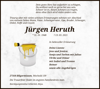 Traueranzeige von Jürgen Heruth von SYK