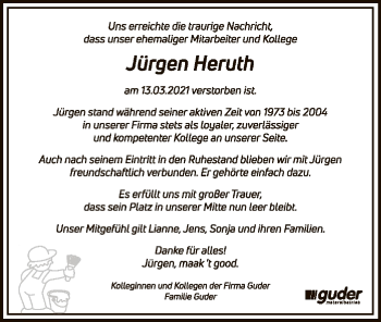 Traueranzeige von Jürgen Heruth von SYK