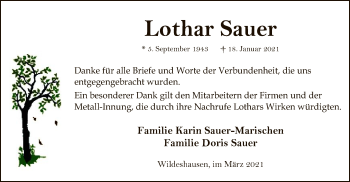 Traueranzeige von Lothar Sauer von SYK