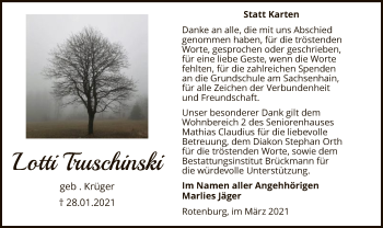 Traueranzeige von Lotti Truschinski von SYK